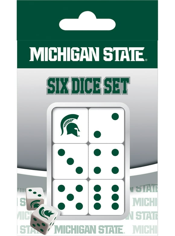 MasterPieces Officially Licensed NCAA Michigan State Spartans - 6 Piece D6 Gaming Dice Set Ages 6 and Up