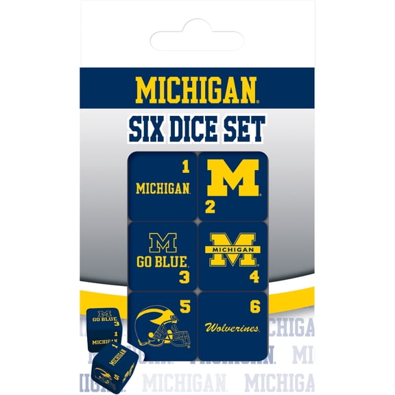 MasterPieces Officially Licensed NCAA Michigan Wolverines - 6 Piece D6 Gaming Dice Set Ages 6 and Up