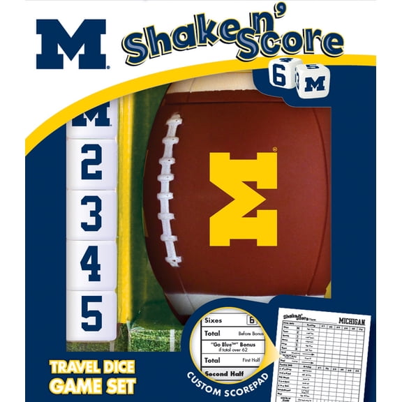 MasterPieces Officially Licensed NCAA Michigan Wolverines Shake N' Score Dice Game for Age 6 and Up