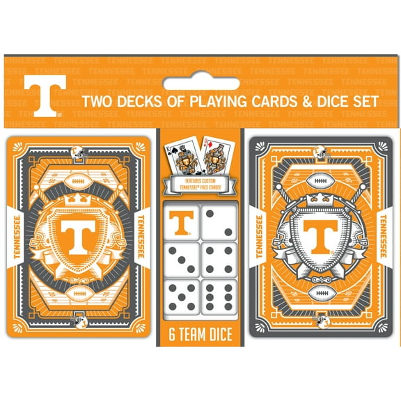 MasterPieces Officially Licensed NCAA Tennessee Volunteers 2-Pack Playing cards & Dice set for Adults