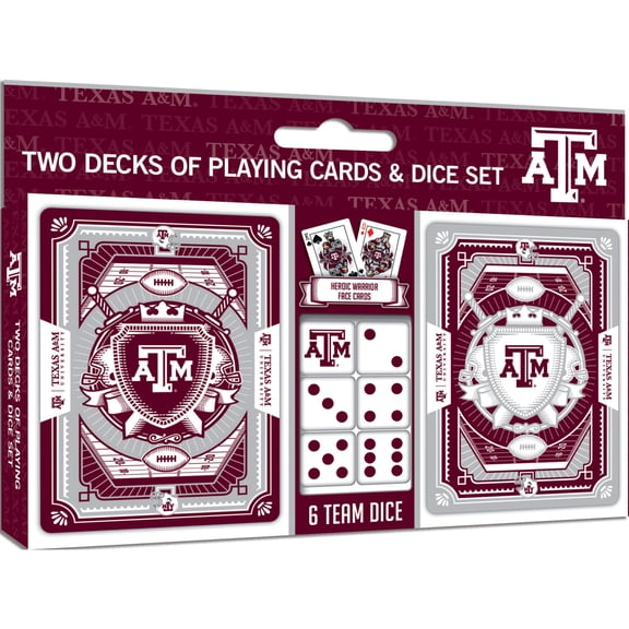 MasterPieces Officially Licensed NCAA Texas A&M Aggies 2-Pack Playing cards & Dice set for Adults
