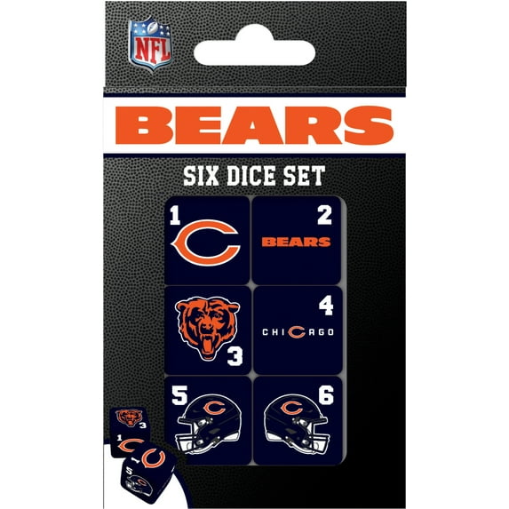 MasterPieces Officially Licensed NFL Chicago Bears - 6 Piece D6 Gaming Dice Set Ages 6 and Up