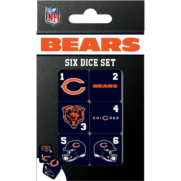 MasterPieces Officially Licensed NFL Chicago Bears - 6 Piece D6 Gaming Dice Set Ages 6 and Up