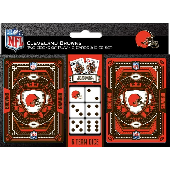 MasterPieces Officially Licensed NFL Cleveland Browns 2-Pack Playing cards & Dice set for Adults