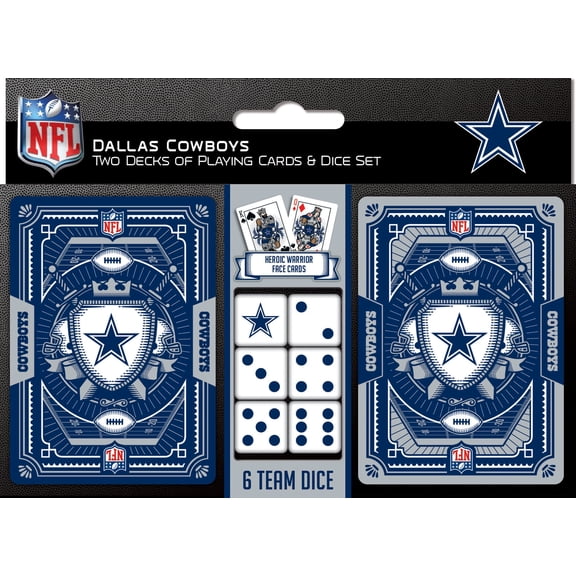 MasterPieces Officially Licensed NFL Dallas Cowboys 2-Pack Playing cards & Dice set for Adults
