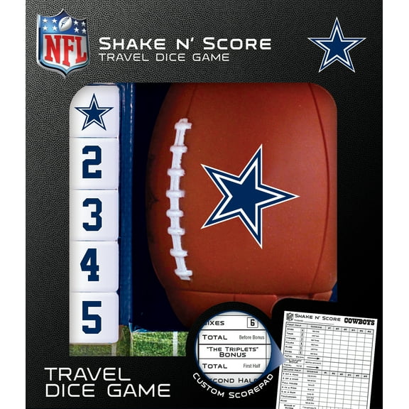 MasterPieces Officially Licensed NFL Dallas Cowboys Shake N' Score Dice Game for Age 6 and Up