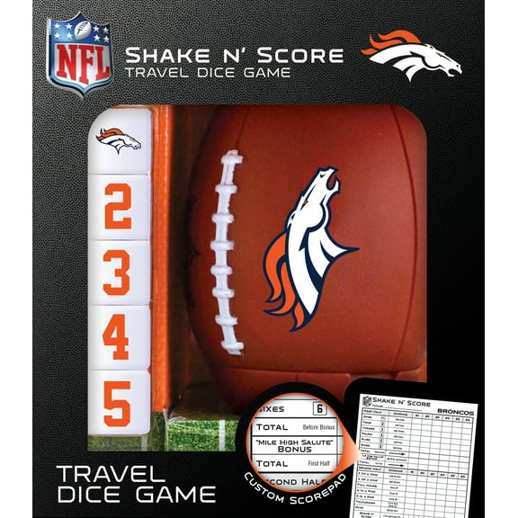 MasterPieces Officially Licensed NFL Denver Broncos Shake N' Score Dice Game for Age 6 and Up