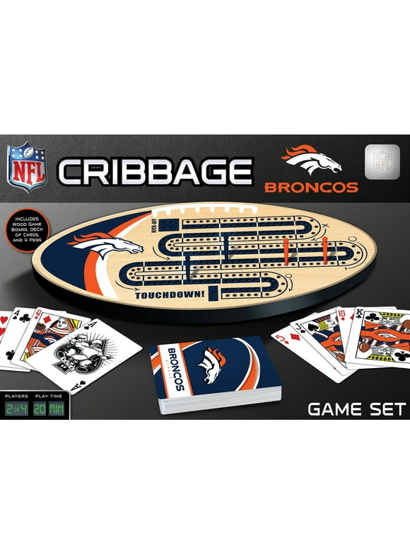 MasterPieces Officially Licensed  NFL Denver Broncos Wooden Cribbage Game for Adults