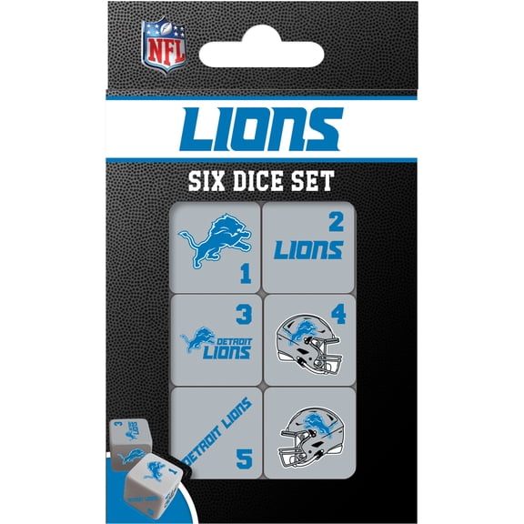 MasterPieces Officially Licensed NFL Detroit Lions - 6 Piece D6 Gaming Dice Set Ages 6 and Up