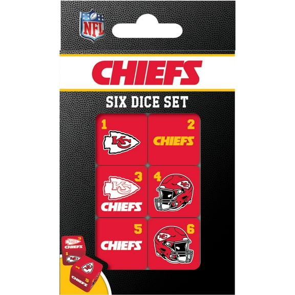 MasterPieces Officially Licensed NFL Kansas City Chiefs - 6 Piece D6 Gaming Dice Set Ages 6 and Up