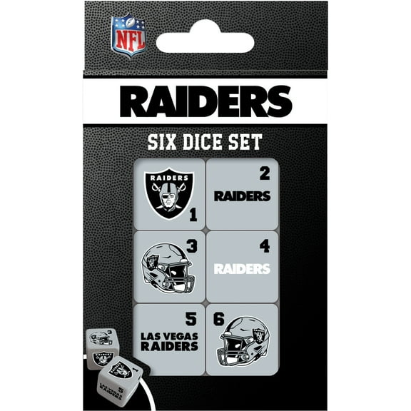 MasterPieces Officially Licensed NFL Las Vegas Raiders - 6 Piece D6 Gaming Dice Set Ages 6 and Up
