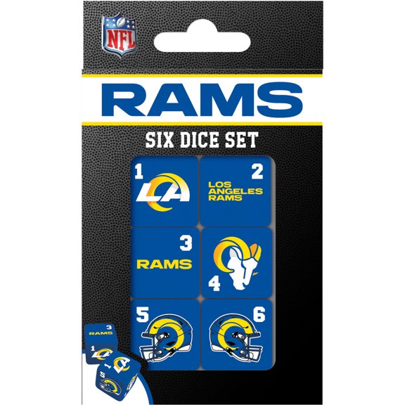 MasterPieces Officially Licensed NFL Los Angeles Rams - 6 Piece D6 Gaming Dice Set Ages 6 and Up