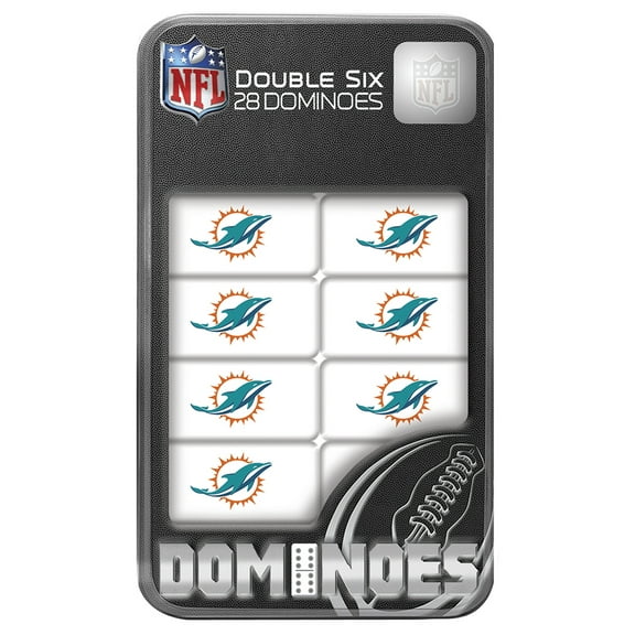 MasterPieces Officially Licensed NFL Miami Dolphins 28 Piece Dominoes Game for Adults