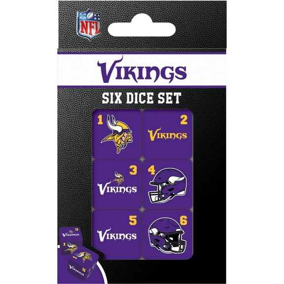 MasterPieces Officially Licensed NFL Minnesota Vikings - 6 Piece D6 Gaming Dice Set Ages 6 and Up