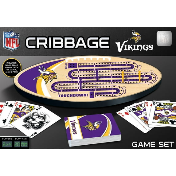 MasterPieces Officially Licensed NFL Minnesota Vikings Wooden Cribbage Game for Adults