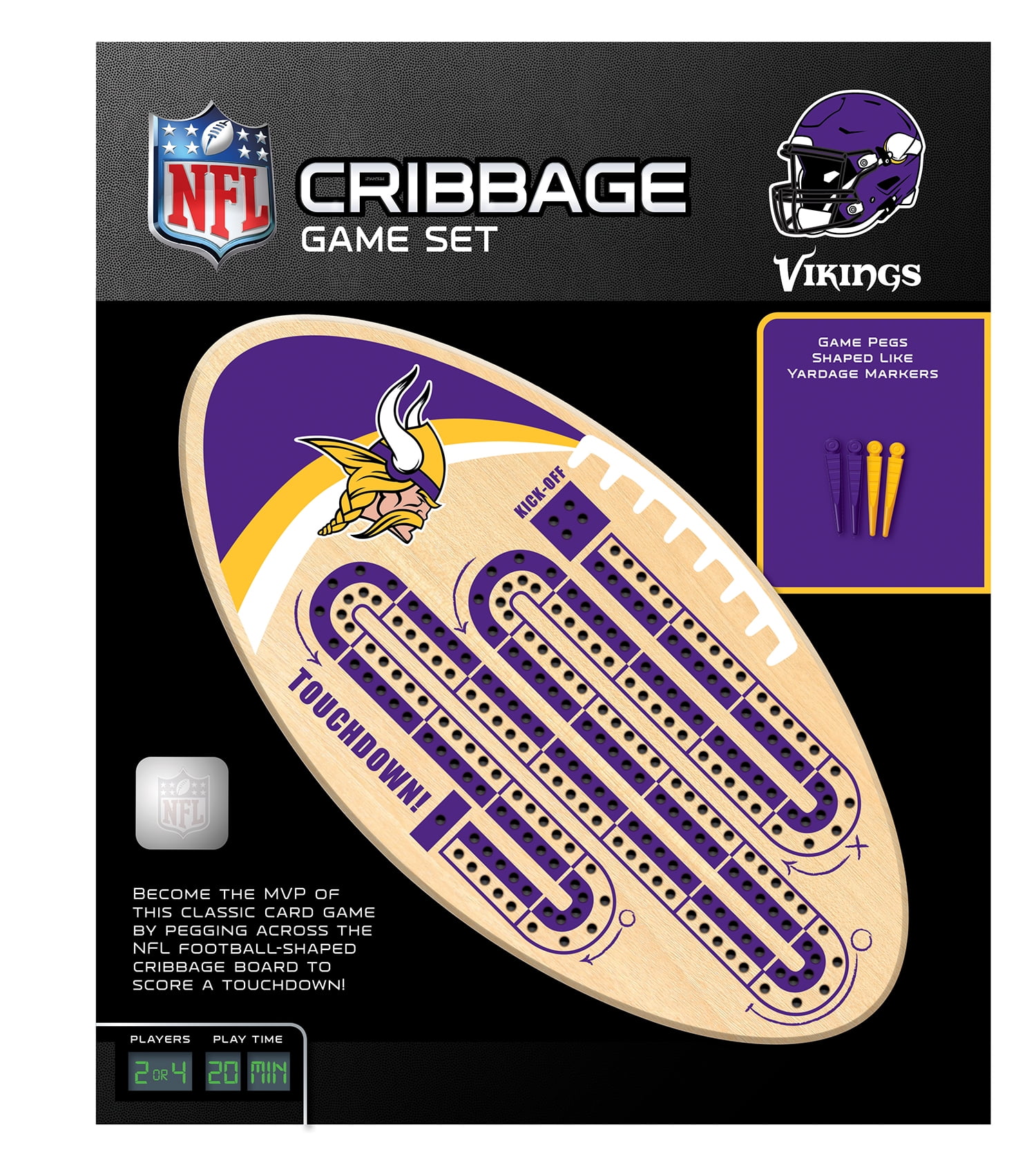 MasterPieces NFL Minnesota Vikings Cribbage Board Game Set for