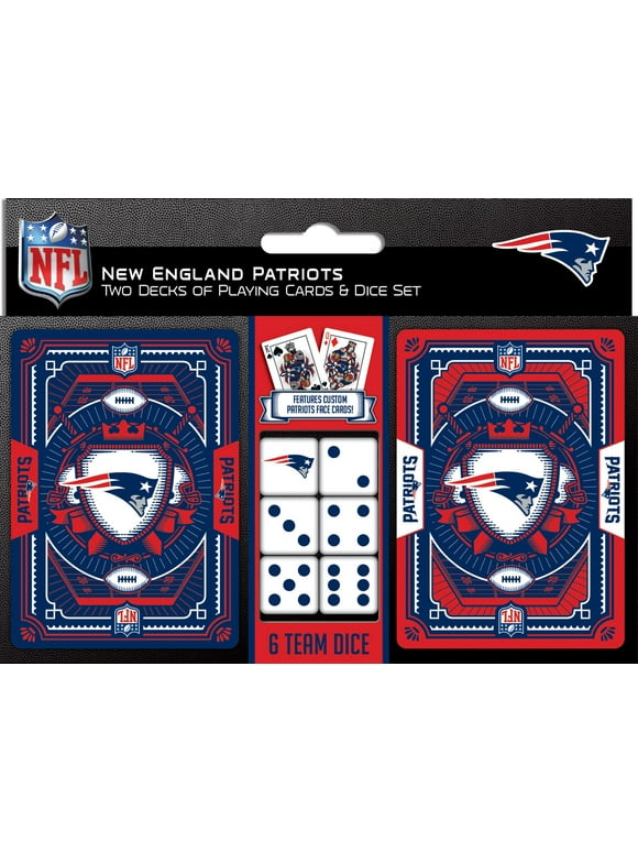 MasterPieces Officially Licensed NFL New England Patriots 2-Pack Playing cards & Dice set for Adults