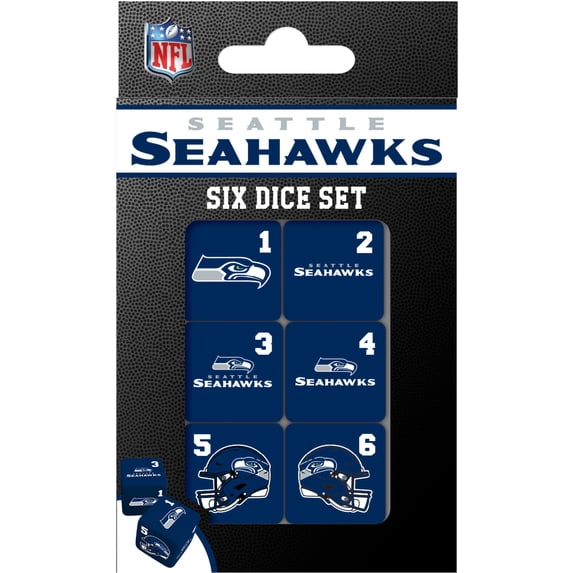 MasterPieces Officially Licensed NFL Seattle Seahawks - 6 Piece D6 Gaming Dice Set Ages 6 and Up