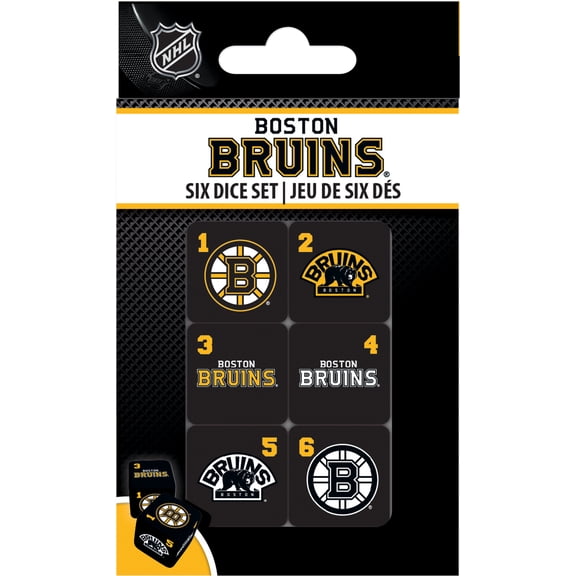 MasterPieces Officially Licensed NHL Boston Bruins - 6 Piece D6 Gaming Dice Set Ages 6 and Up