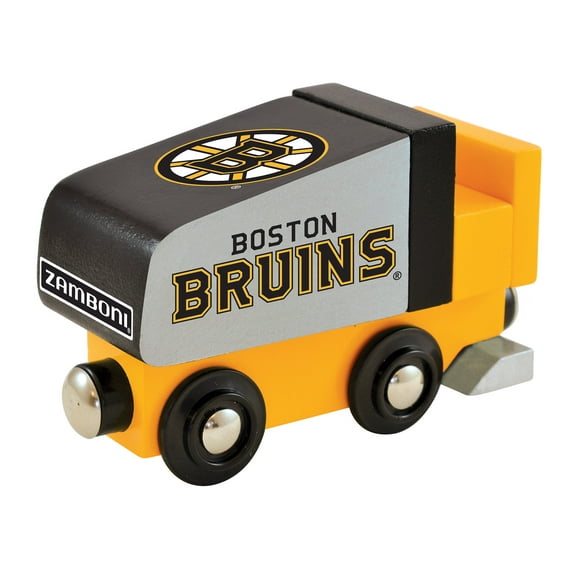 MasterPieces Officially Licensed NHL Boston Bruins Wooden Toy Zamboni Train Engine For Kids