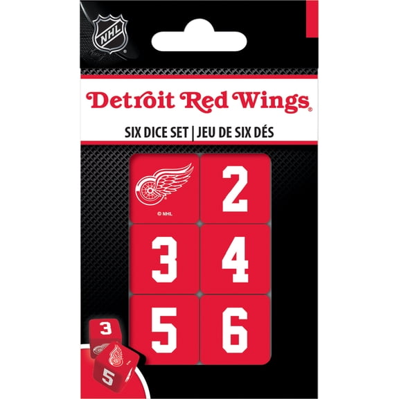 MasterPieces Officially Licensed NHL Detroit Red Wings - 6 Piece D6 Gaming Dice Set Ages 6 and Up
