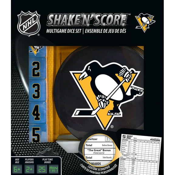 MasterPieces Officially Licensed NHL Pittsburgh Penguins Shake N' Score Dice Game for Age 6 and Up