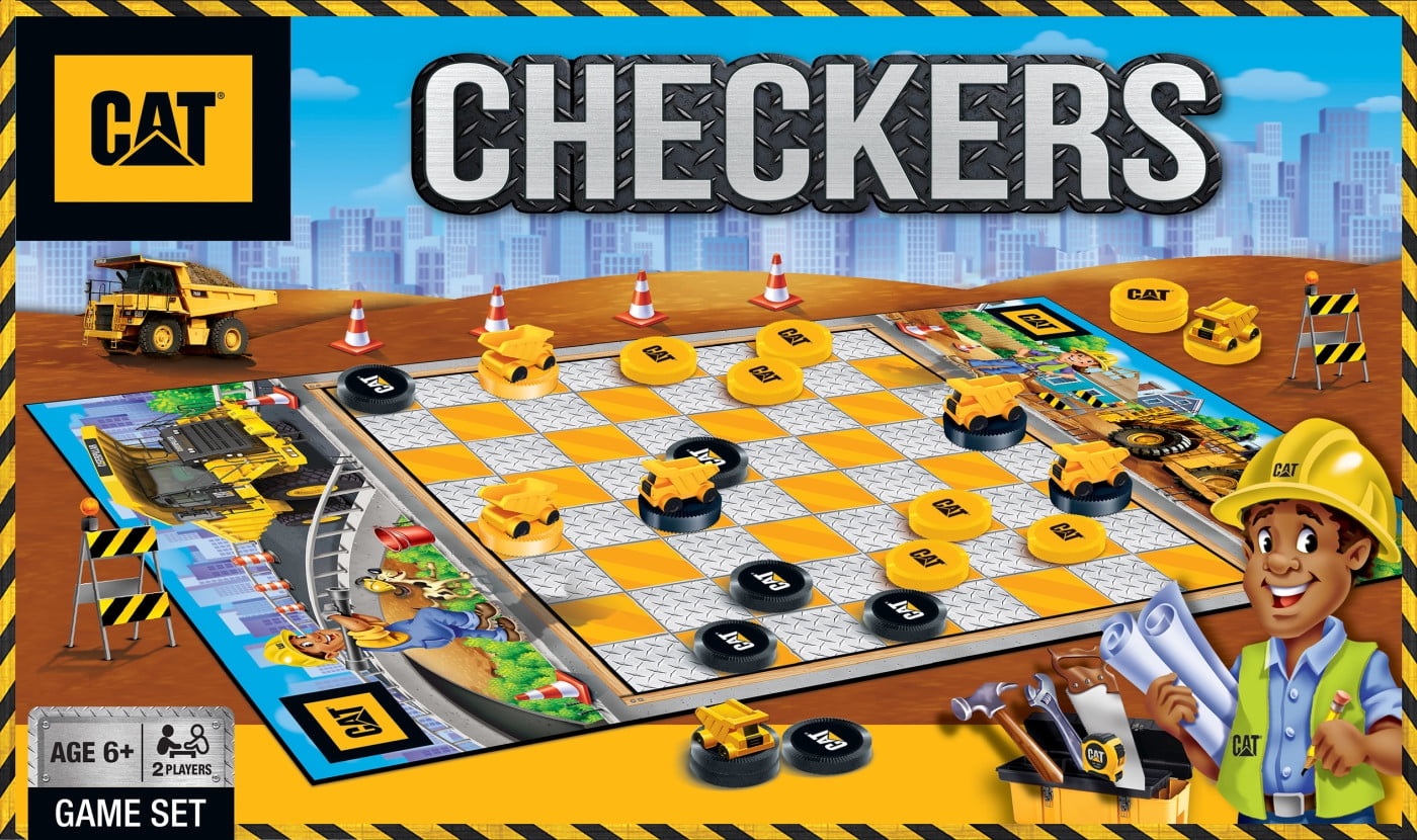 MasterPieces Officially licensed CAT Checkers Board Game for Families and Kids ages 6 and Up