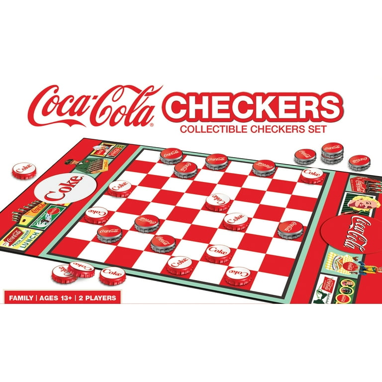 MasterPieces Coca-Cola Checkers Board Game, Vintage Art Design