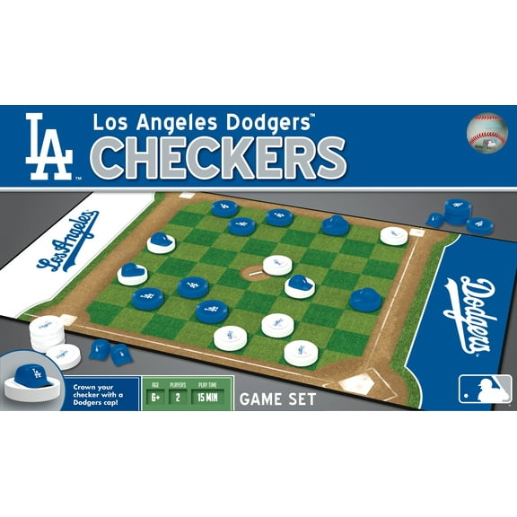 MasterPieces Officially licensed MLB Los Angeles Dodgers Checkers Board Game for Families and Kids ages 6 and Up