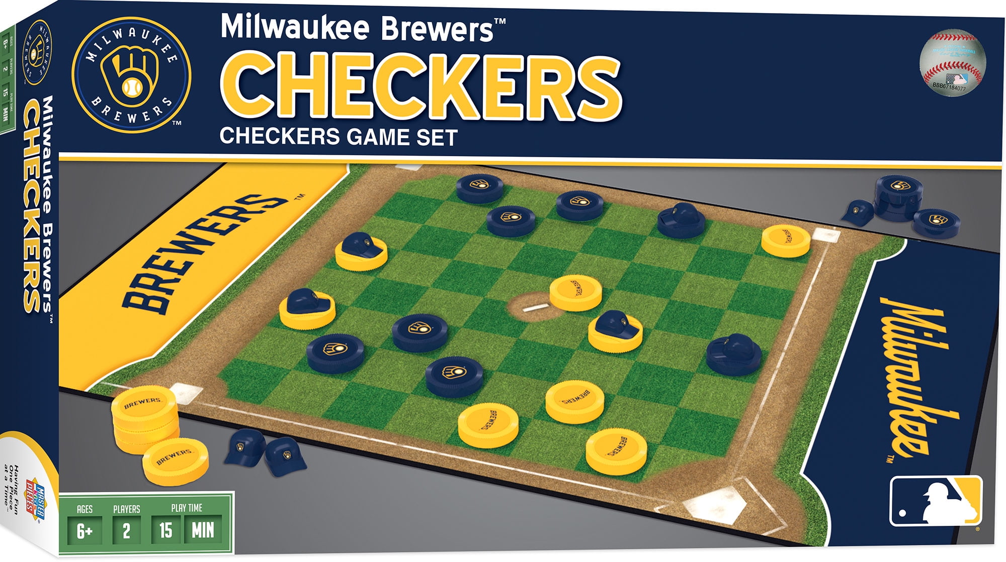MasterPieces Officially licensed MLB Milwaukee Brewers Checkers Board Game for Families and Kids ages 6 and Up