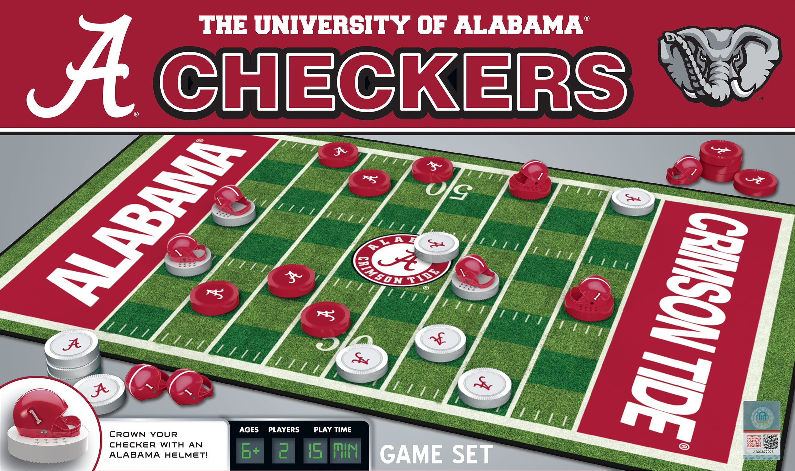 MasterPieces Officially licensed NCAA Alabama Crimson Tide Checkers Board Game for Families and Kids ages 6 and Up