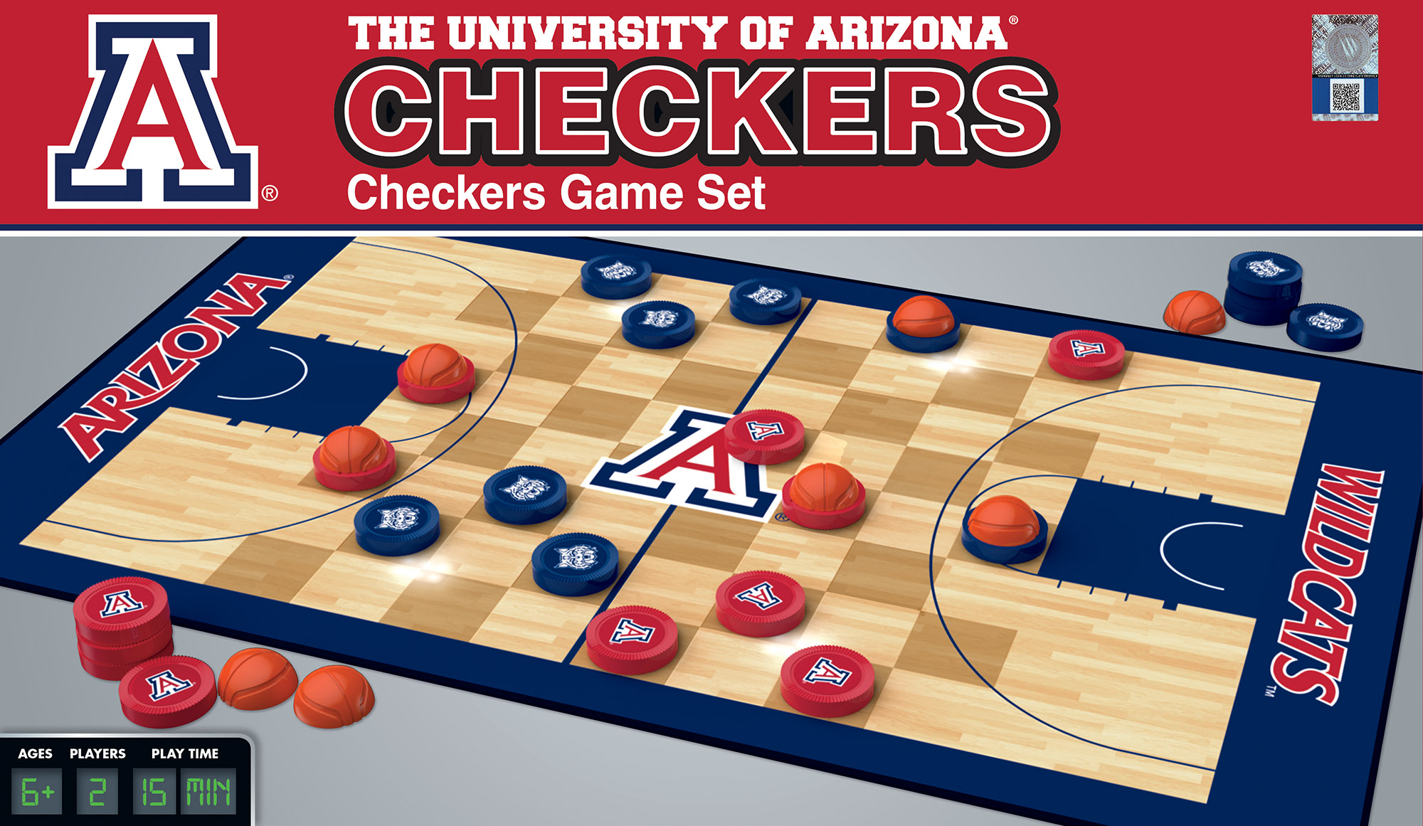 MasterPieces Officially licensed NCAA Arizona Wildcats Checkers Board Game for Families and Kids ages 6 and Up - image 1 of 5