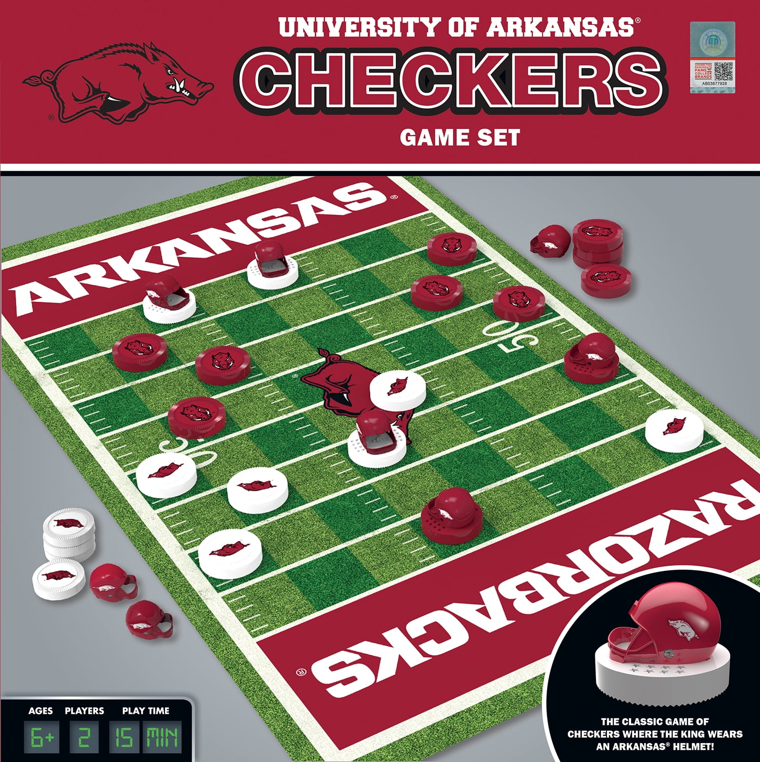MasterPieces Officially licensed NCAA Arkansas Razorbacks Checkers Board Game for Families and Kids ages 6 and Up