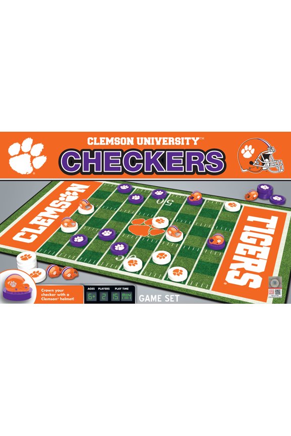 Officially licensed NCAA Clemson Tigers Checkers Board Game for Families and Kids ages 6 and Up