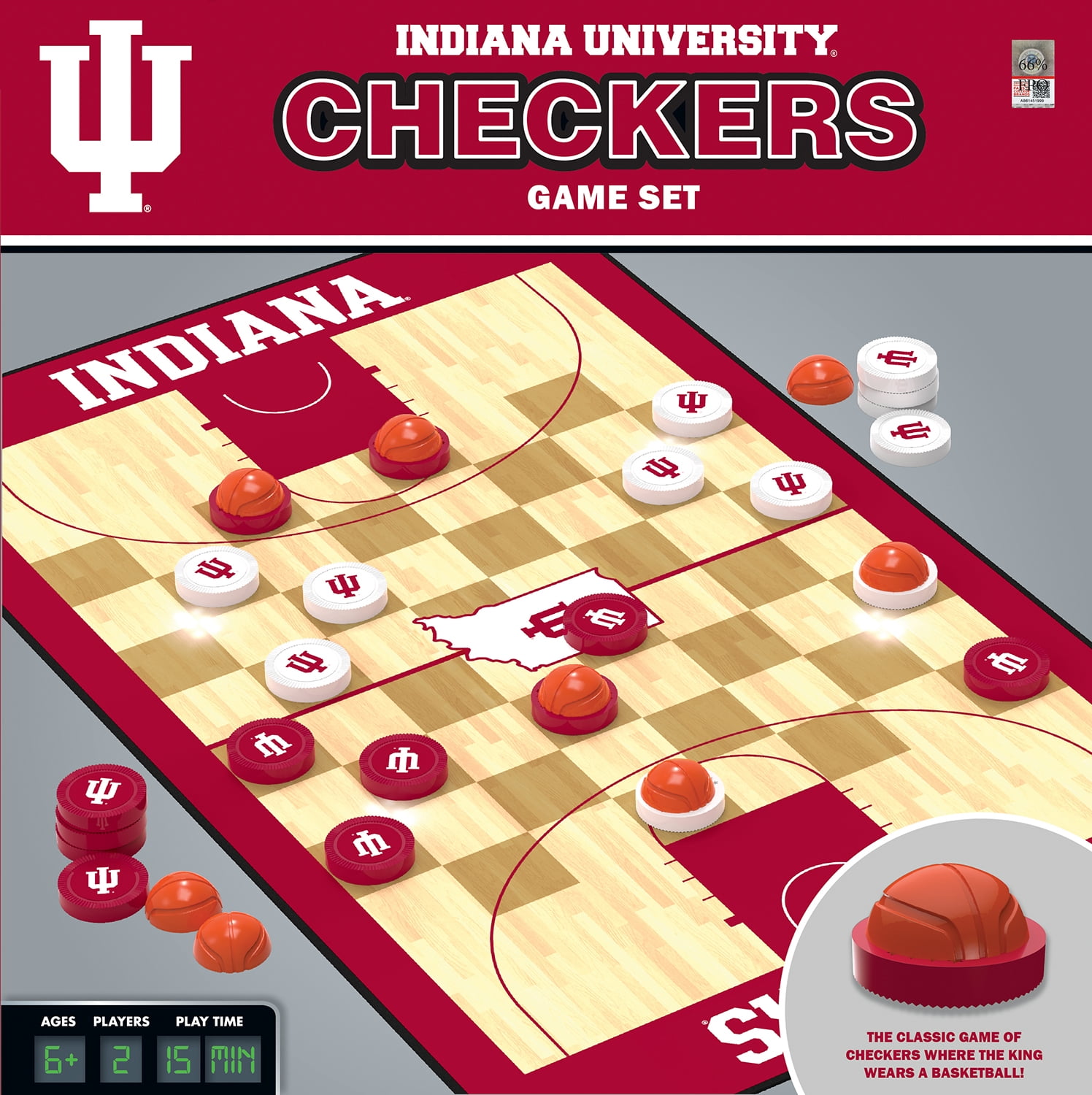 MasterPieces Officially licensed NCAA Indiana Hoosiers Checkers Board Game for Families and Kids ages 6 and Up