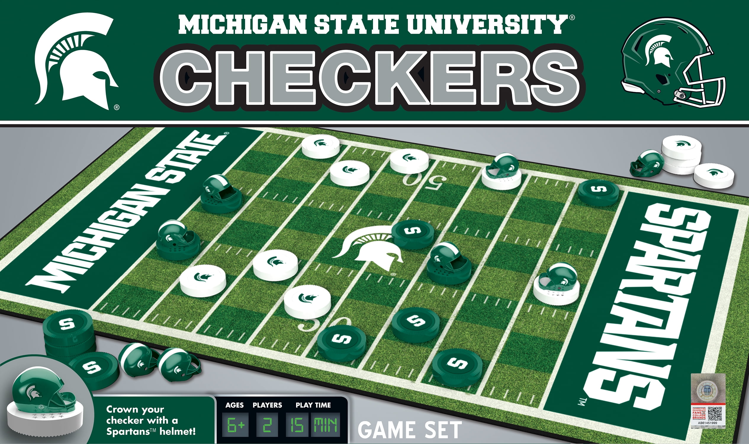 MasterPieces Officially licensed NCAA Michigan State Spartans Checkers Board Game for Families and Kids ages 6 and Up
