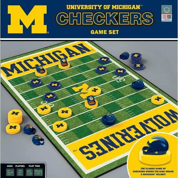 MasterPieces NCAA Michigan Wolverines Checkers Game for Families & Kids Ages 6+ - Michigan Toys