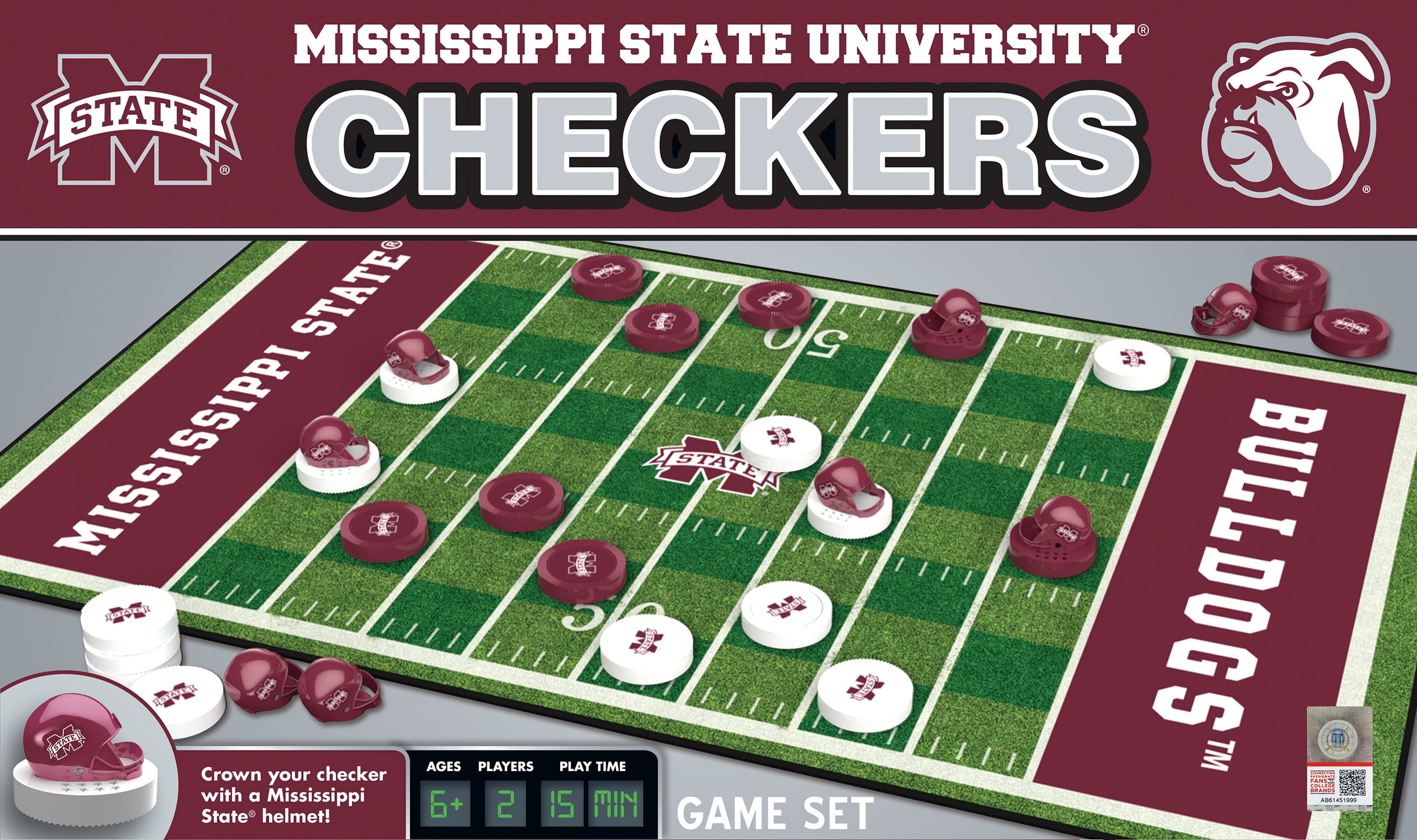MasterPieces Officially licensed NCAA Mississippi State Bulldogs Checkers Board Game for Families and Kids ages 6 and Up
