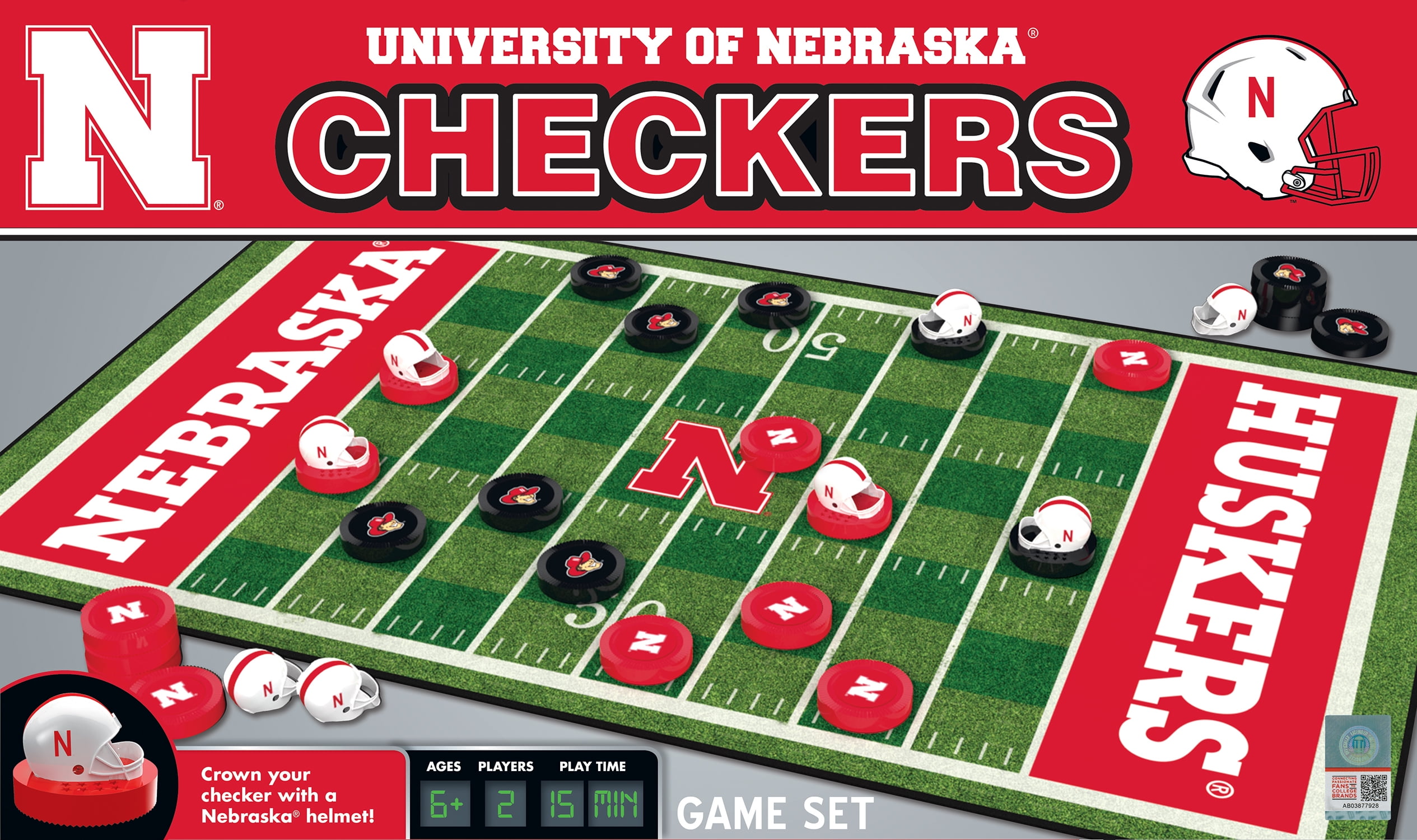 MasterPieces Officially licensed NCAA Nebraska Cornhuskers Checkers Board Game for Families and Kids ages 6 and Up