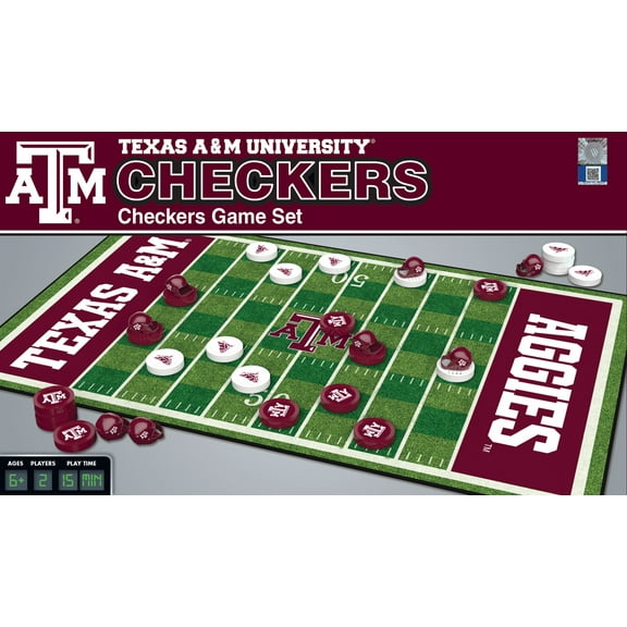 MasterPieces Officially licensed NCAA Texas A&M Aggies Checkers Board Game for Families and Kids ages 6 and Up