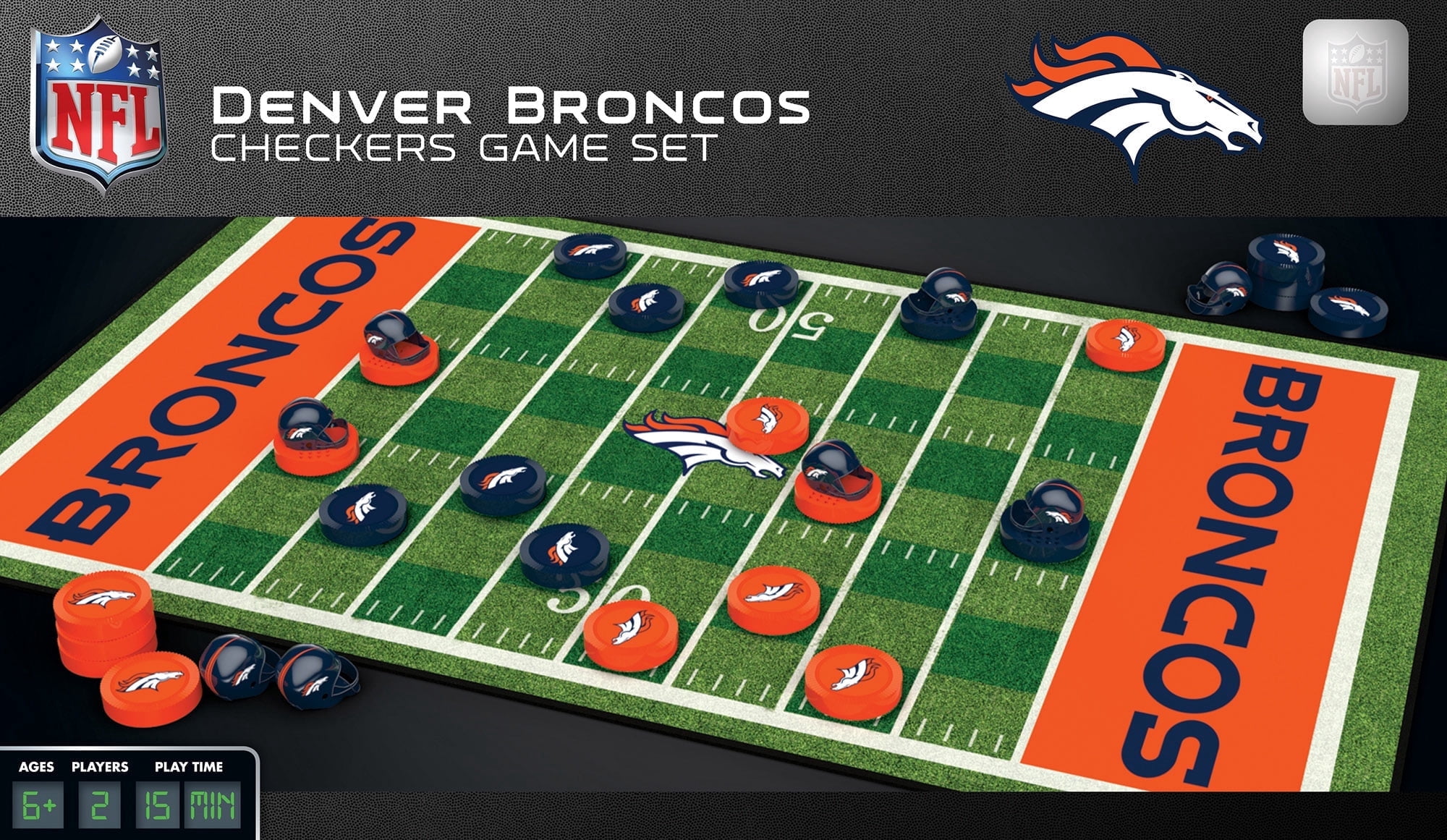 MasterPieces Officially licensed NFL Denver Broncos Checkers Board Game for Families and Kids ages 6 and Up