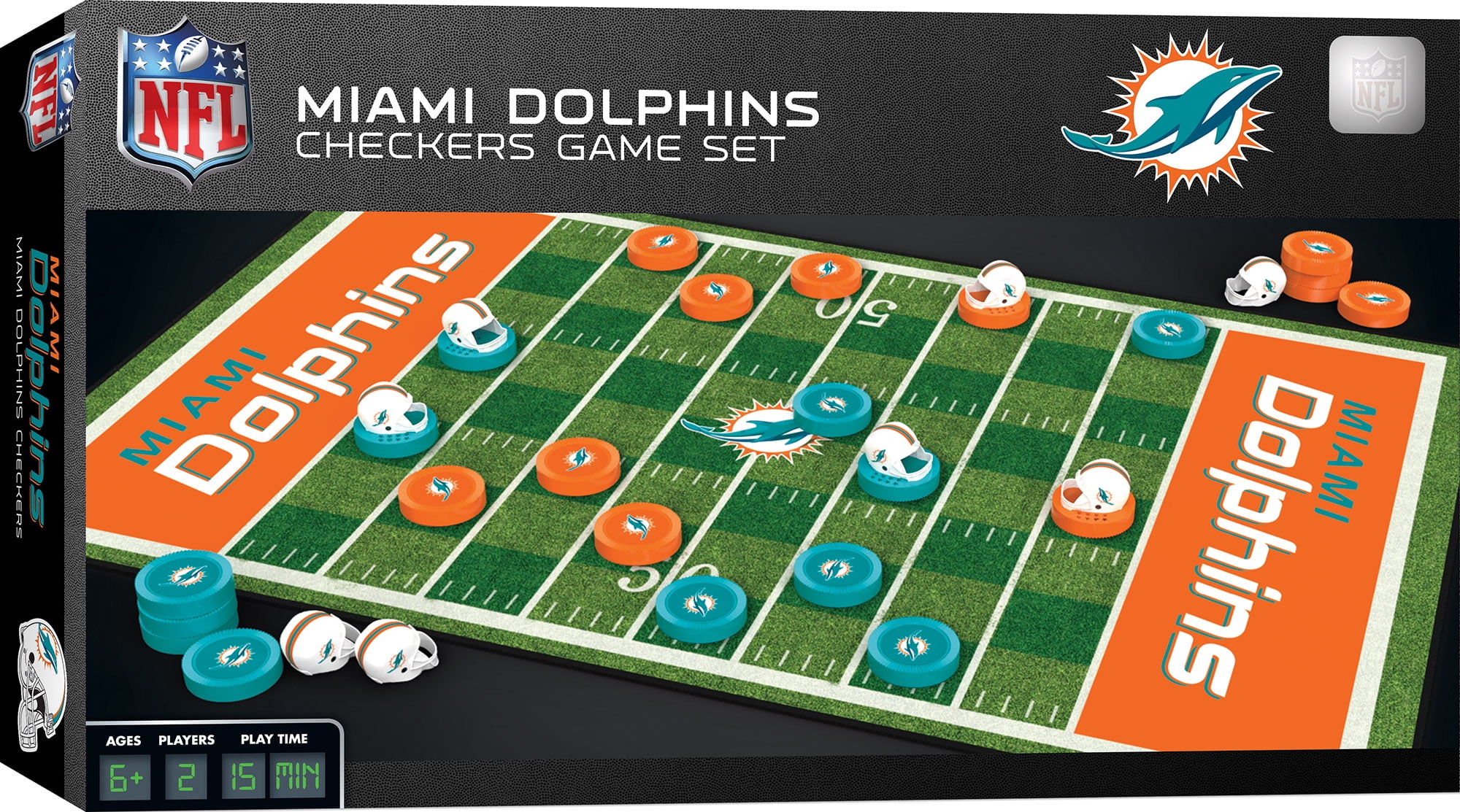 MasterPieces Officially licensed NFL Miami Dolphins Checkers Board Game for  Families and Kids ages 6 and Up