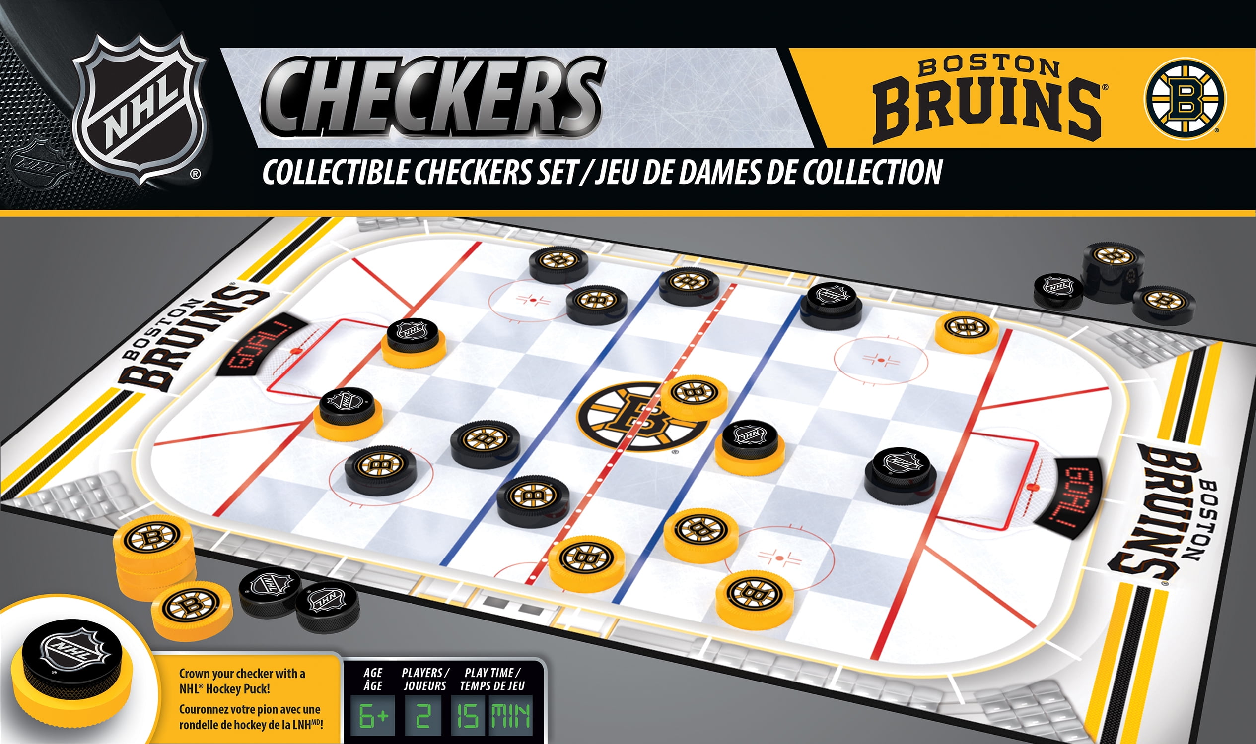 MasterPieces Officially licensed NHL Boston Bruins Checkers Board Game for Families and Kids ages 6 and Up