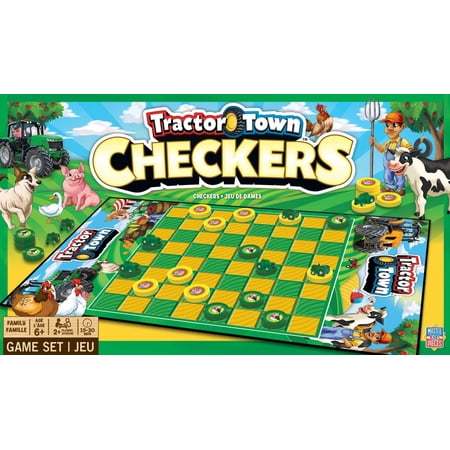 MasterPieces Officially licensed Tractor Town Checkers Board Game for Families and Kids ages 6 and Up