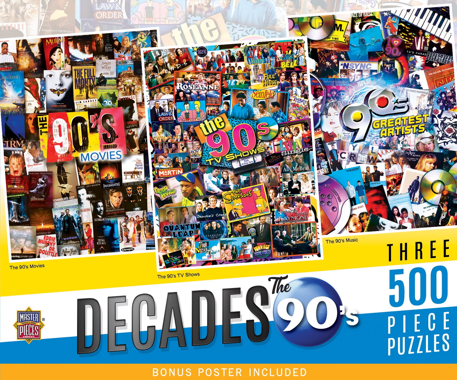 MasterPieces Puzzle Bundle - The 90's 3-Pack 500 Piece Jigsaw Puzzles