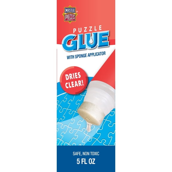 MasterPieces Puzzle Glue with Sponge Applicator, Clear Quick Dry for Jigsaw Puzzles, 5 fl oz