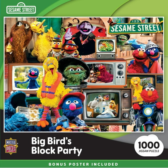 MasterPieces Sesame Street Big Bird's Block Party 1000 Piece Adult Jigsaw Puzzle - Sesame Street Puzzle