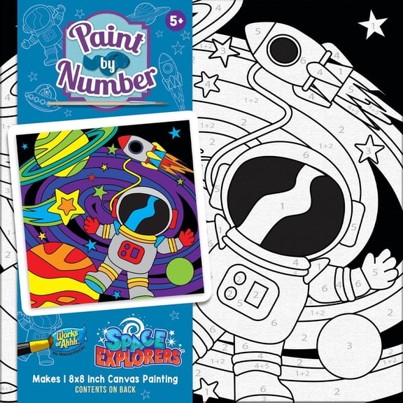 MasterPieces Space Explorers Paint By Number for Kids – DIY Painting Canvas Set with Brushes & Paints