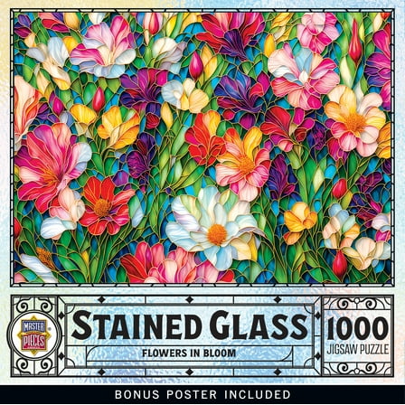MasterPieces Stained Glass 1000 Piece Puzzle - Flowers in Bloom - 19.25"x26.75"