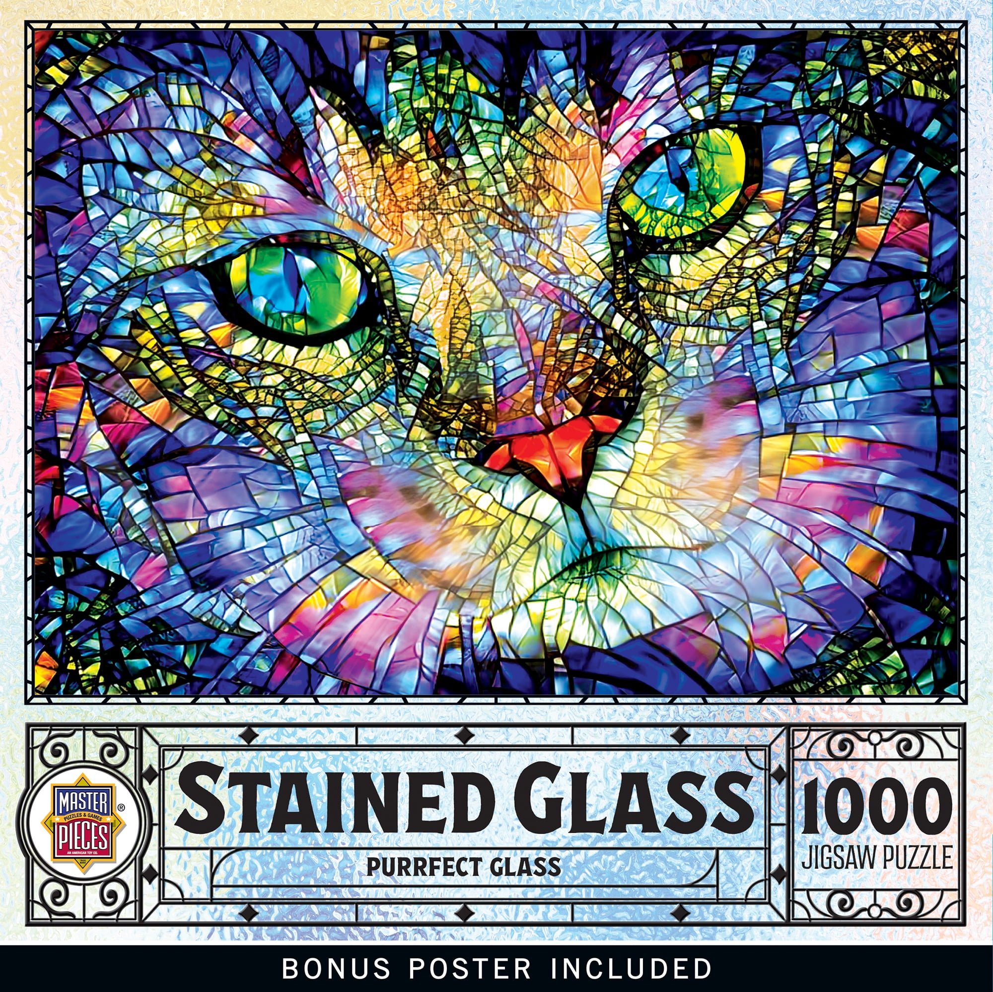 MasterPieces Stained Glass 1000 Piece Puzzle - Purrfect Glass - 19.25 ...